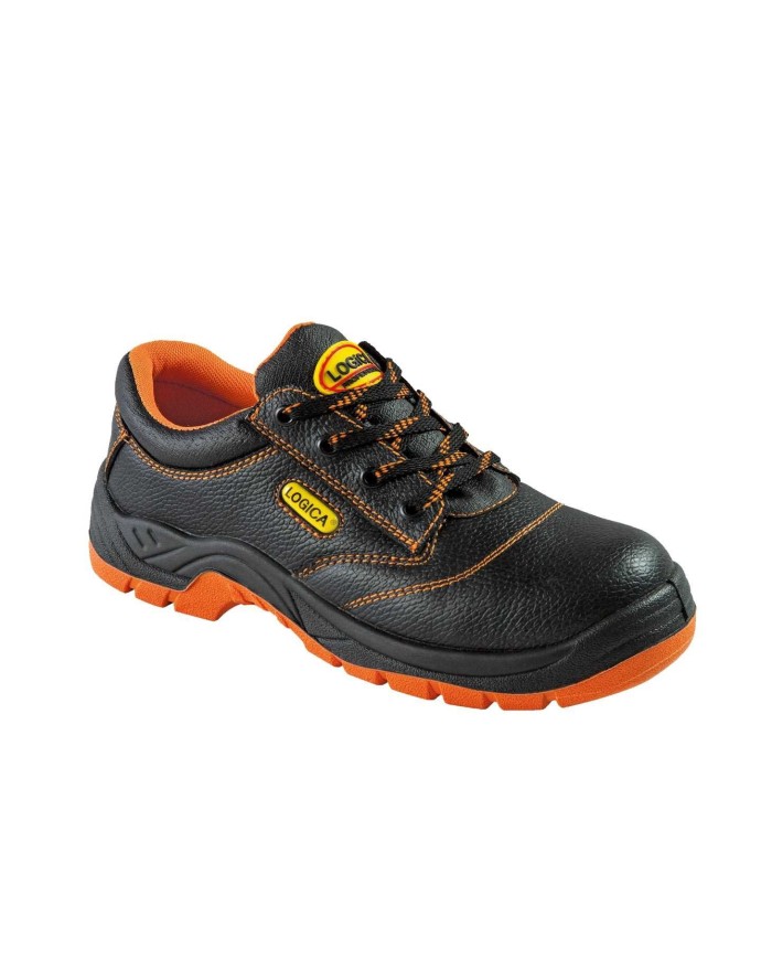 Scarpa S29 bassa in pelle nero/arancio Taglie: 36-47