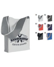 Shopper bicolore in TNT, tracolla e soffietto 32x40x8cm