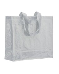 Shopper con soffietto in PP laminato 120 g/m2, manici lunghi a nastro