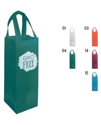 Shopper porta bottiglia in tnt 100 g/m2 termosaldato, manici corti 10x36x10cm