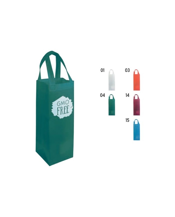 Shopper porta bottiglia in tnt 100 g/m2 termosaldato, manici corti 10x36x10cm