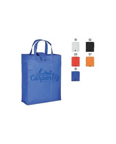 Shopper ripiegabile con soffietto in TNT 80 g/m2, manici corti 32x42x13cm