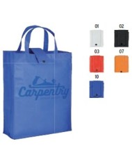Shopper ripiegabile con soffietto in TNT 80 g/m2, manici corti 32x42x13cm