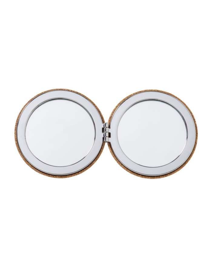 Specchietto doppio in sughero, a due ingrandimenti