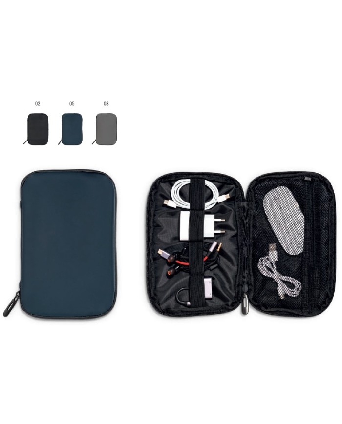 Tech organizer in soft pu water resistant per cavi, chiavette usb e accessori elettronici