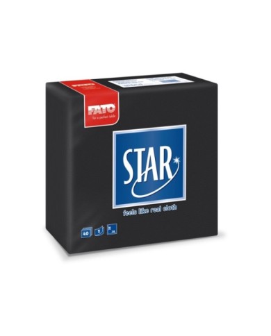 Tovagliolo 38X38 Star microcollato nero 2V 40pzx30