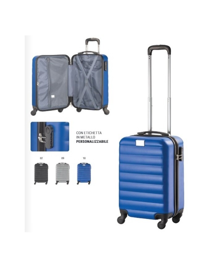 Trolley rigido da 20 pollici in ABS con lucchetto di sicurezza e 4 ruote girevoli. Etichetta in metallo removibile