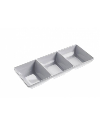Vaschetta Acquamarina melamina rettangolare 3 scomparti 20x8x2,5cm