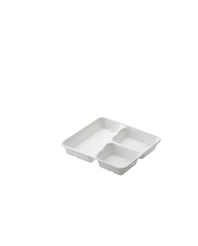 Vassoio Box take away 3 scomparti compostabile in polpa di cellulosa 24x22x4cm 25pz