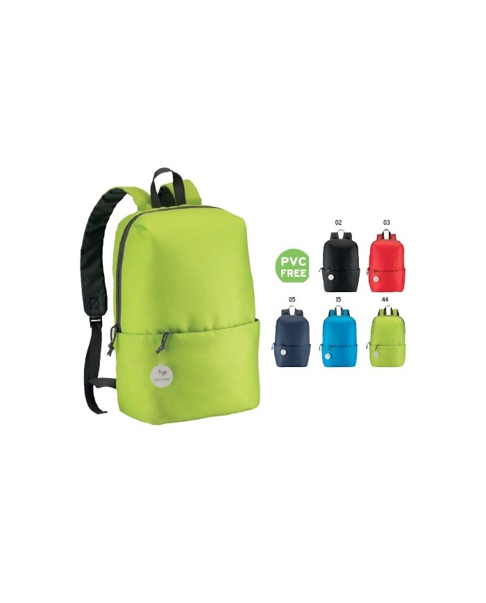 Zaino in poliestere senza PVC con quattro tasche, spallacci regolabili