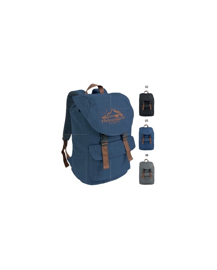 Zaino in poliestere two tone effetto melange con 2 tasche