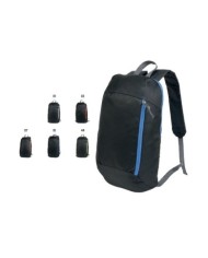 Zaino nero in poliestere 600D con 2 tasche e cerniere colorate