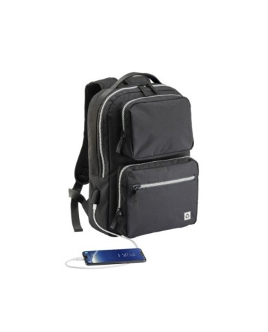 Zaino porta pc r-pet con presa USB. Compartimento imbottito per notebook. sistema di aggancio ai trolley