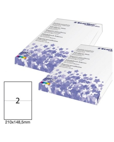 Etichette adesive in carta permanenti 210 x 148,5 mm 2 et/fg 100 fogli bianco Starline