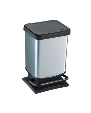 Pattumiera a pedale Paso 29x27x46 cm 20 L PPL metallizzato nero/argento Rotho