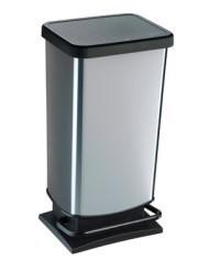 Pattumiera a pedale Paso 35x26x68 cm 40 L PPL metallizzato nero/argento Rotho